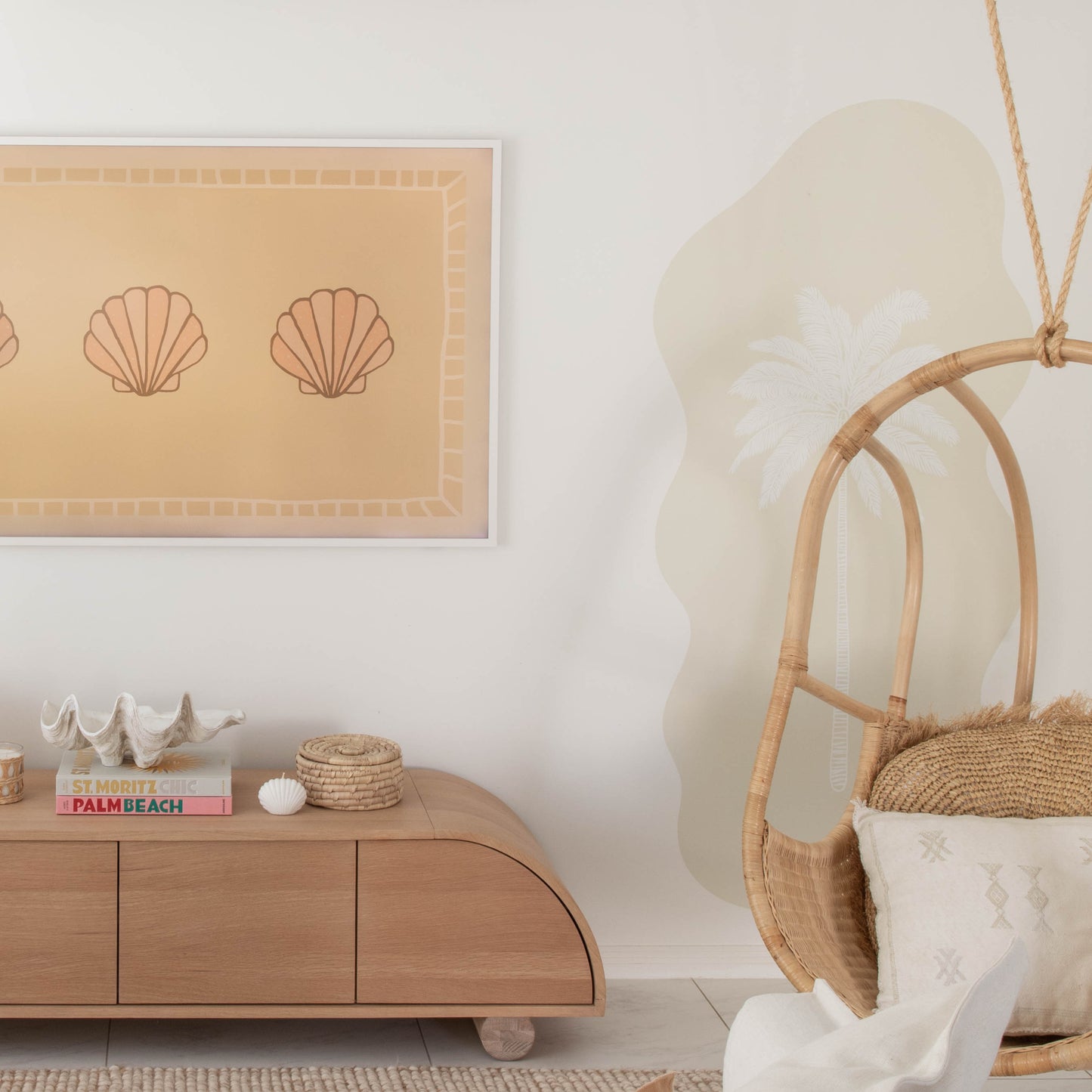 Wavy Paradiso Palm Sea Shell Decal