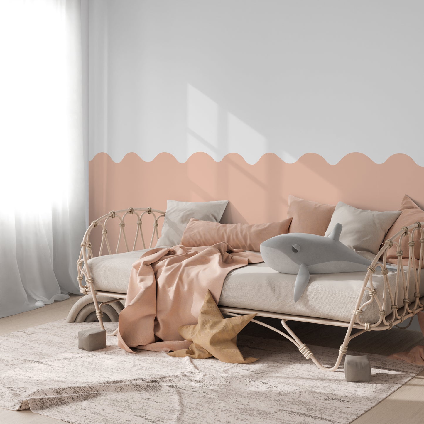 Wavy Half Wall Decal Apricot