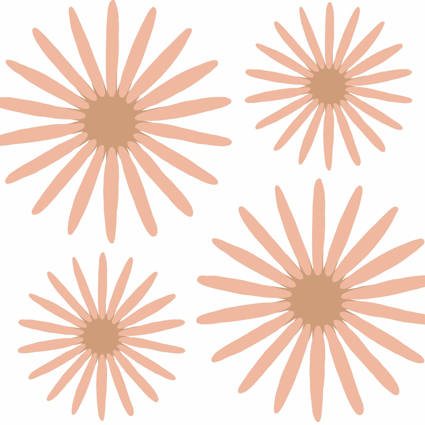 pink sunflower-shaped removable wall decals on a white background