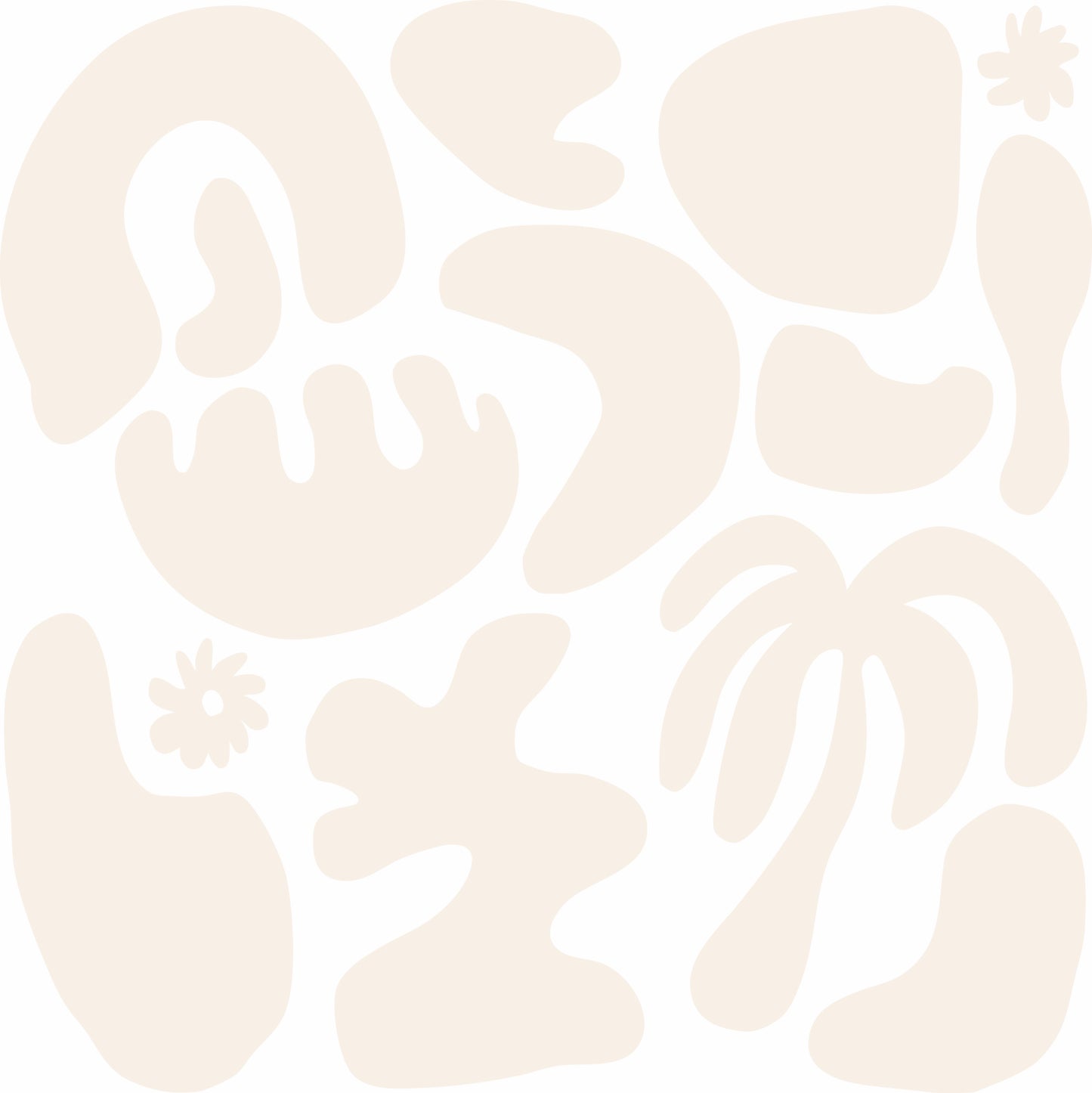 Set of abstract beige shapes on a white background