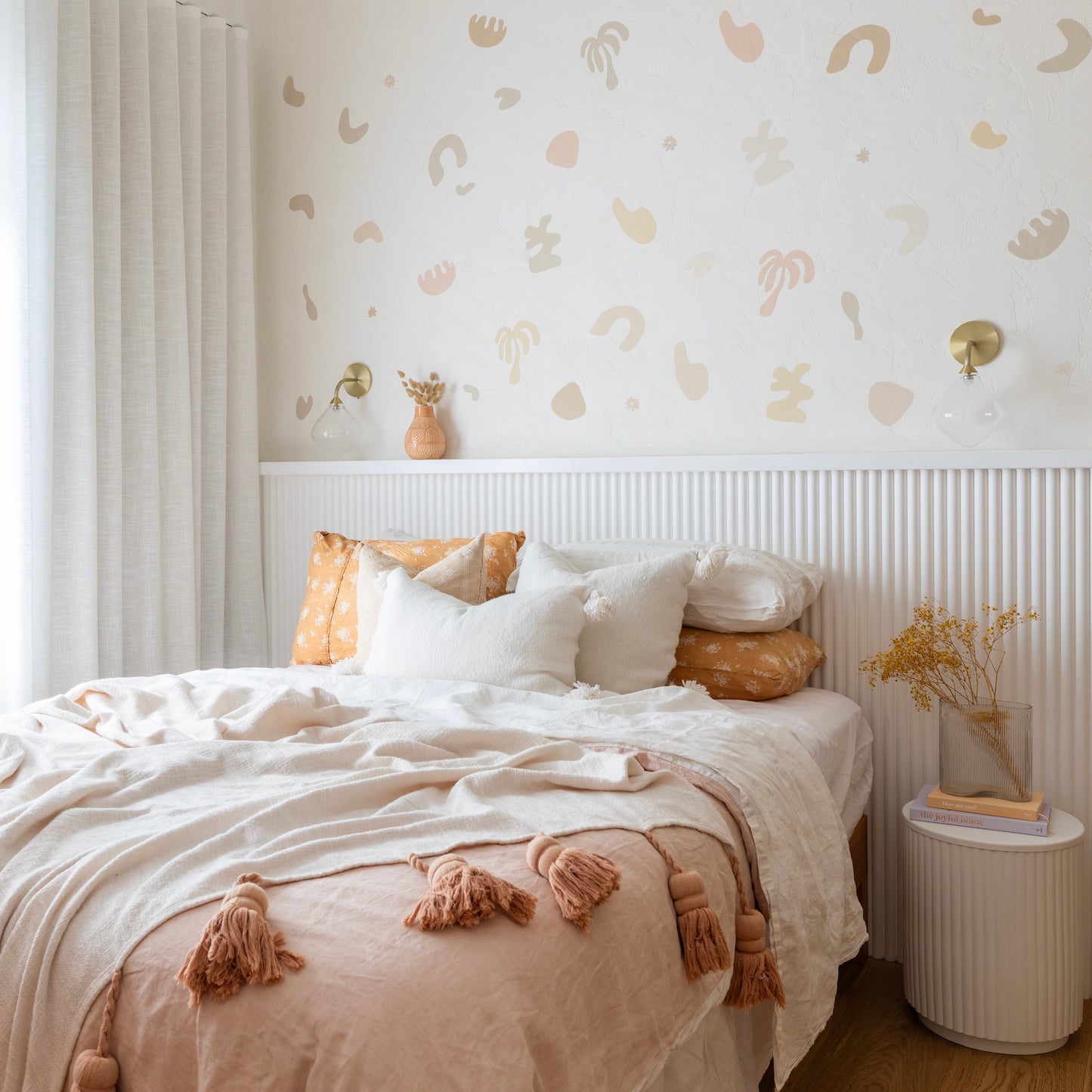 Removable mini pastel shapes wall decals – neutral boho wall art for kids room