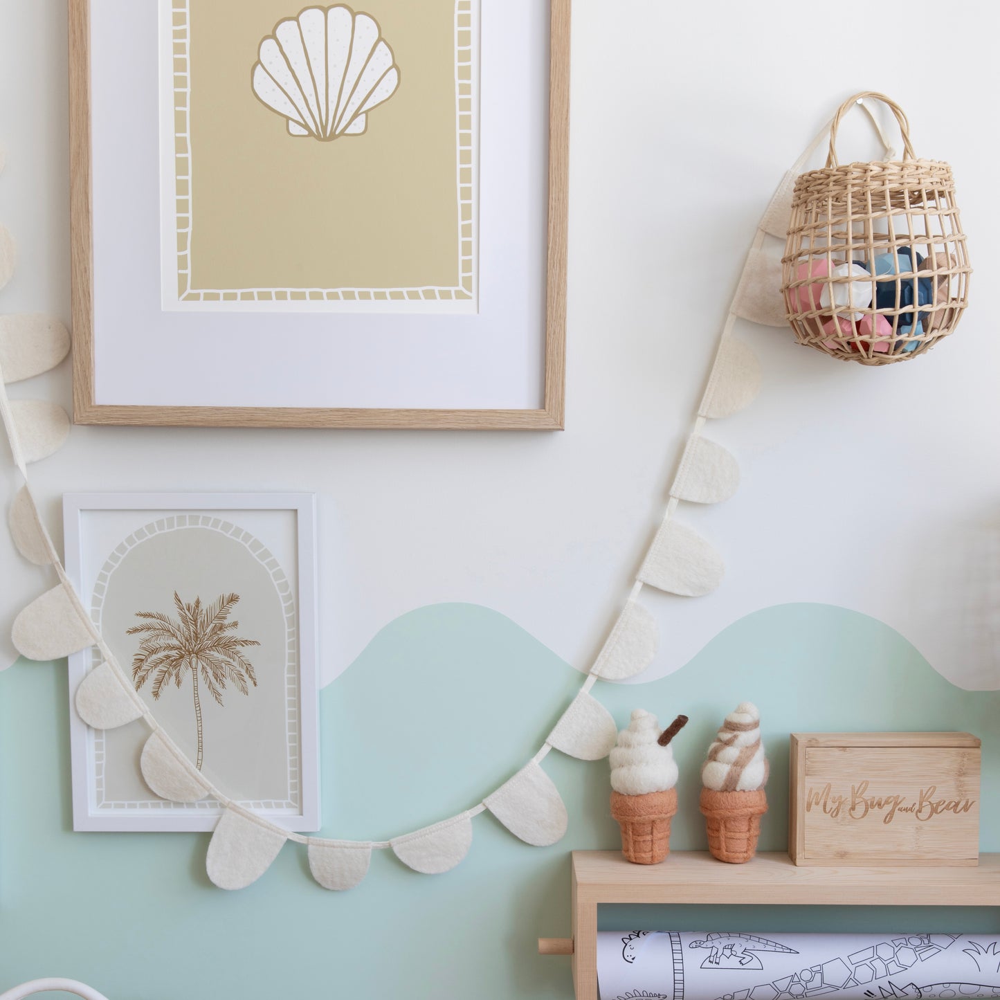 Wavy Half Wall Decal Pale Green