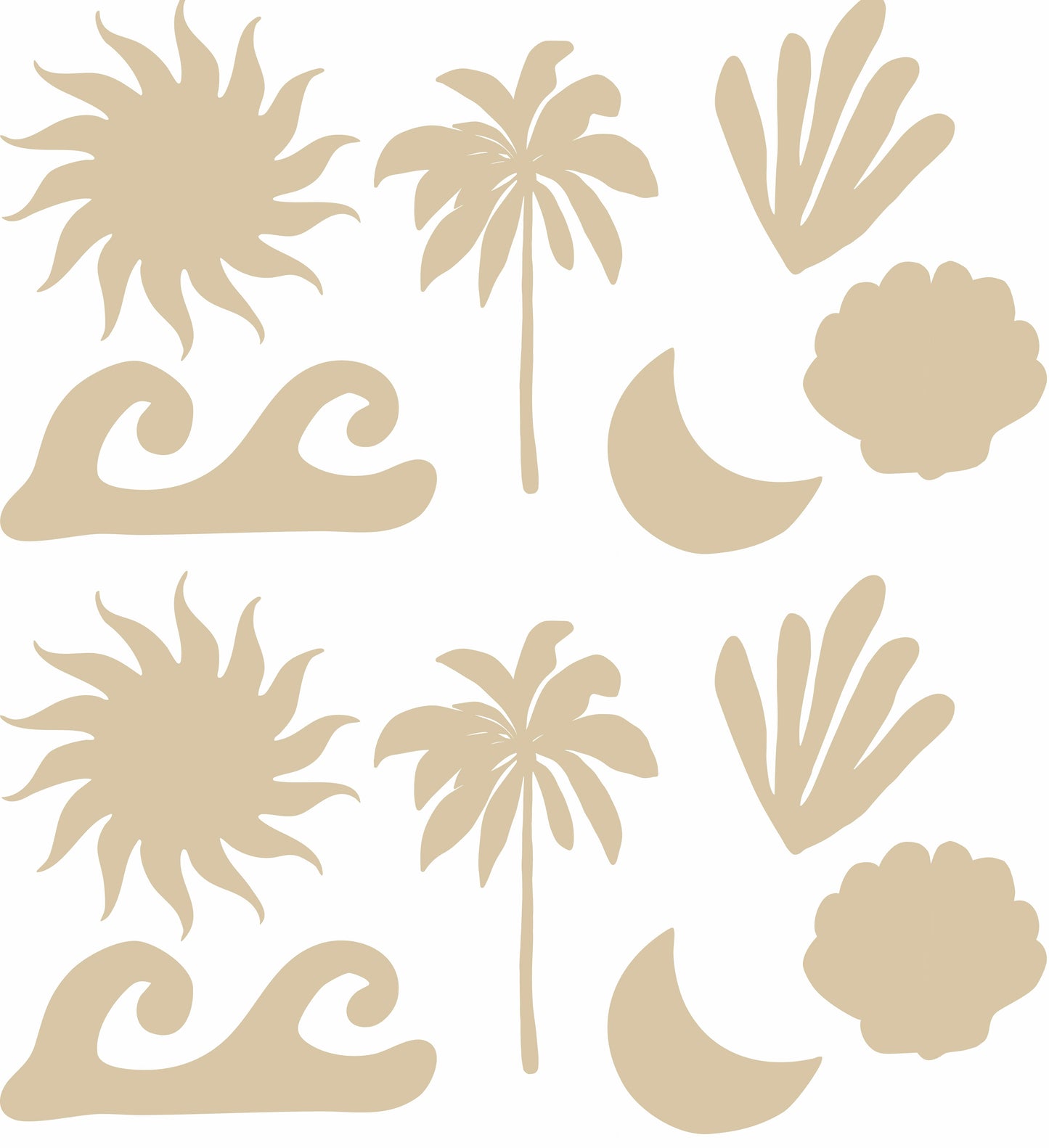 sand coloured removable wall decals palm trees, coral, moons, shells