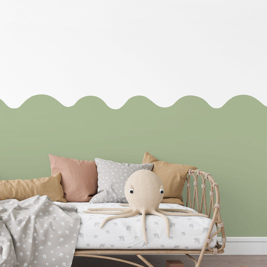 Wavy Half Wall Decal Sage