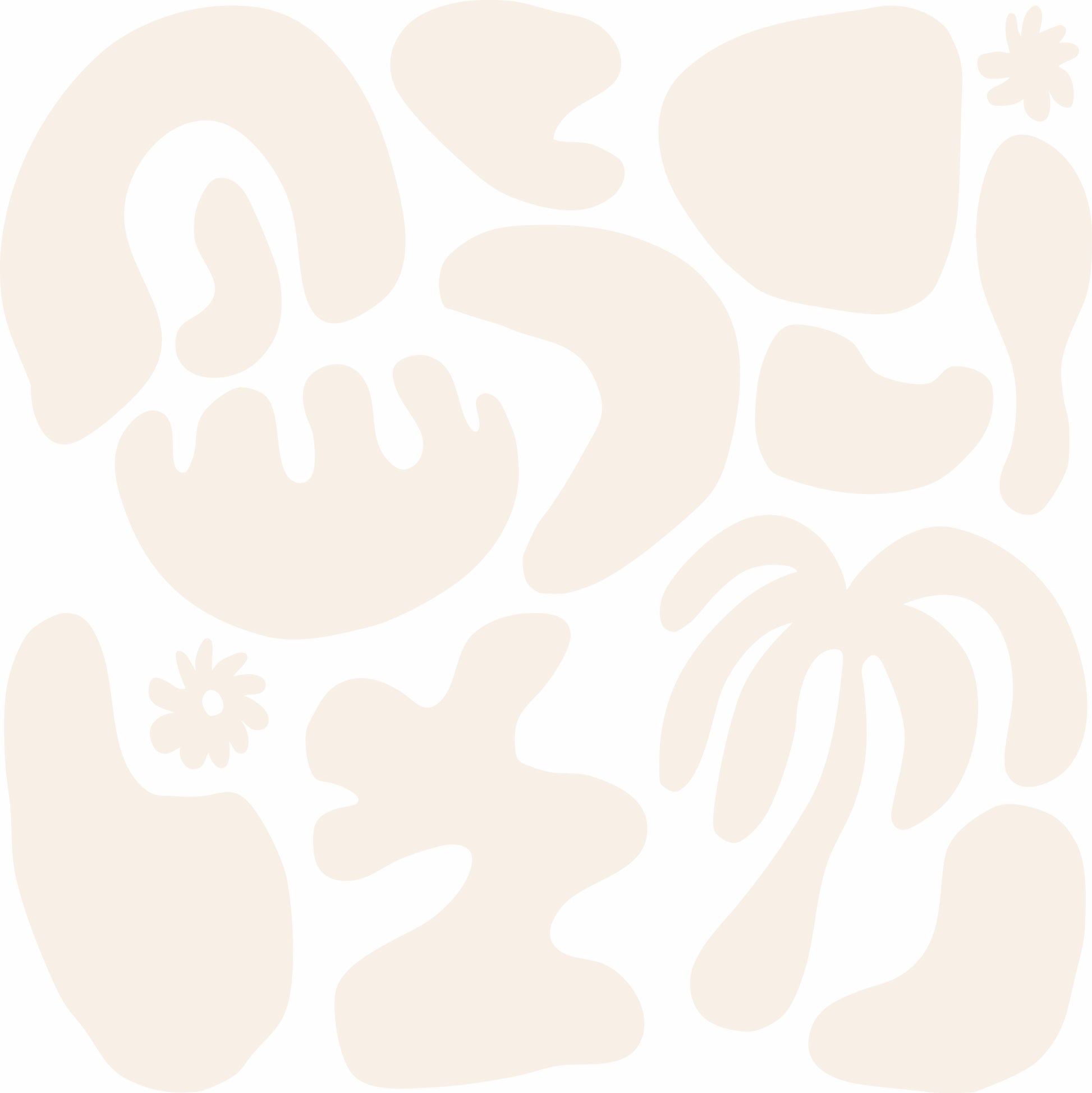 Set of abstract beige shapes on a white background