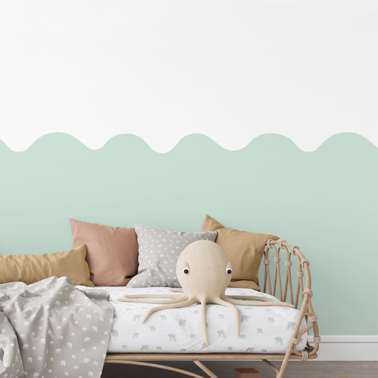 Wavy Half Wall Decal Pale Green
