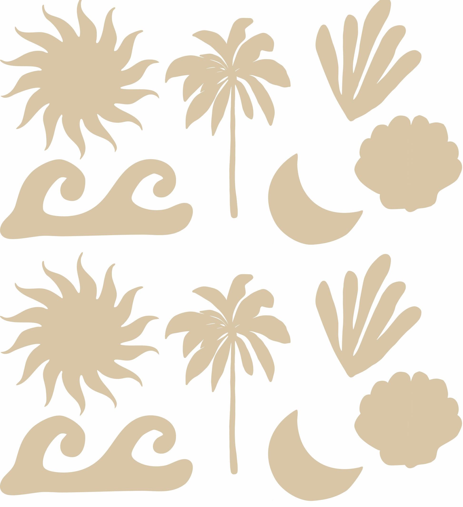 sand coloured removable wall decals palm trees, coral, moons, shells