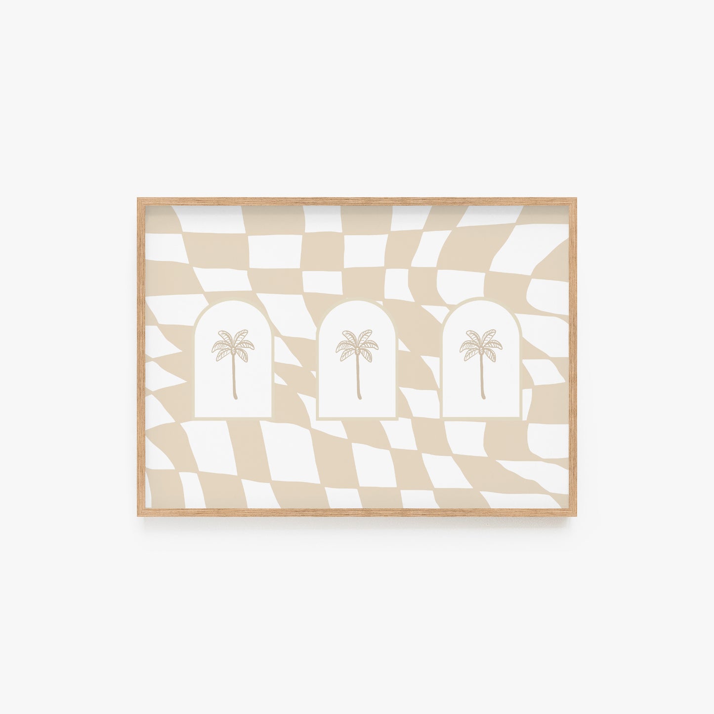 Checkered Trio of Palms Print