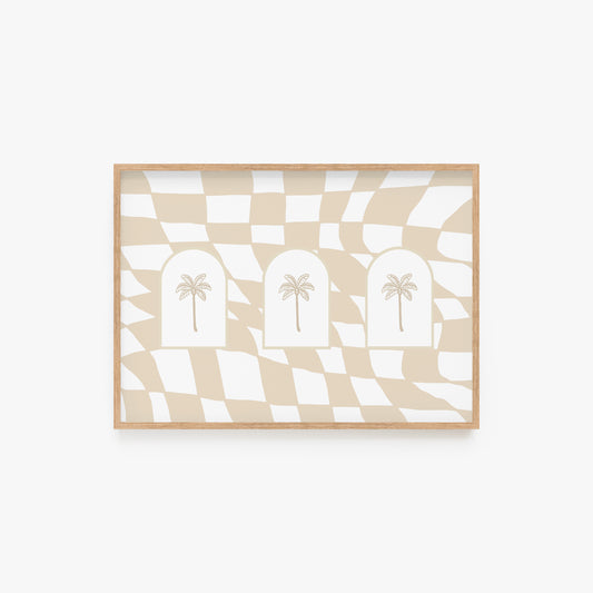 Checkered Trio of Palms Print